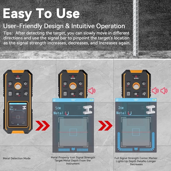 3-in-1 Stud Wall Scanner - Magnetic & Non-Magnetic Metal, Wood, Cable Detection | Positioning Hole, LCD Display, Audio Alarm | Rechargeable Stud Detector for Joists/Pipes/Wires$$