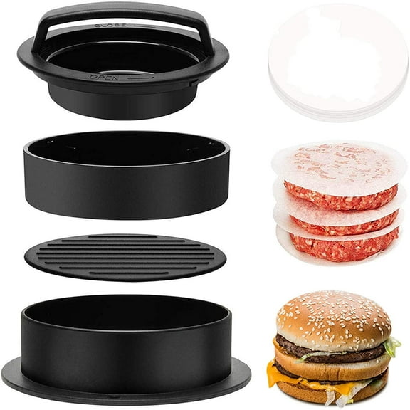3-in-1 Stuffed Burger Press with 200 Free Burger Papers, Works Best for Stuffed Burgers, Sliders, Regular Beef Burger, BBQ Grilling & Gourmet Kitchen Tool