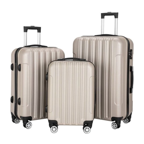 3-in-1 Suitcase Set, Large Capacity Luggage, Champagne - Rolling Travel Case with Spinner Wheels, Expandable, TSA Approved