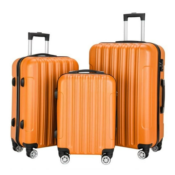 3-in-1 Suitcase Set - Large Capacity Rolling Luggage - Orange Travel Case - Spinner Wheels - TSA Approved - Travel & Storage