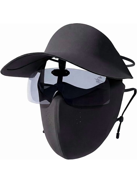 3-in-1 Sun Hat with Face Cover UPF 50+ Wide Brim Fishing Hat with Neck Shield & Face Mask, Breathable Ice Silk Outdoor Cap for Hiking, Gardening, Cycling (Adjustable) P