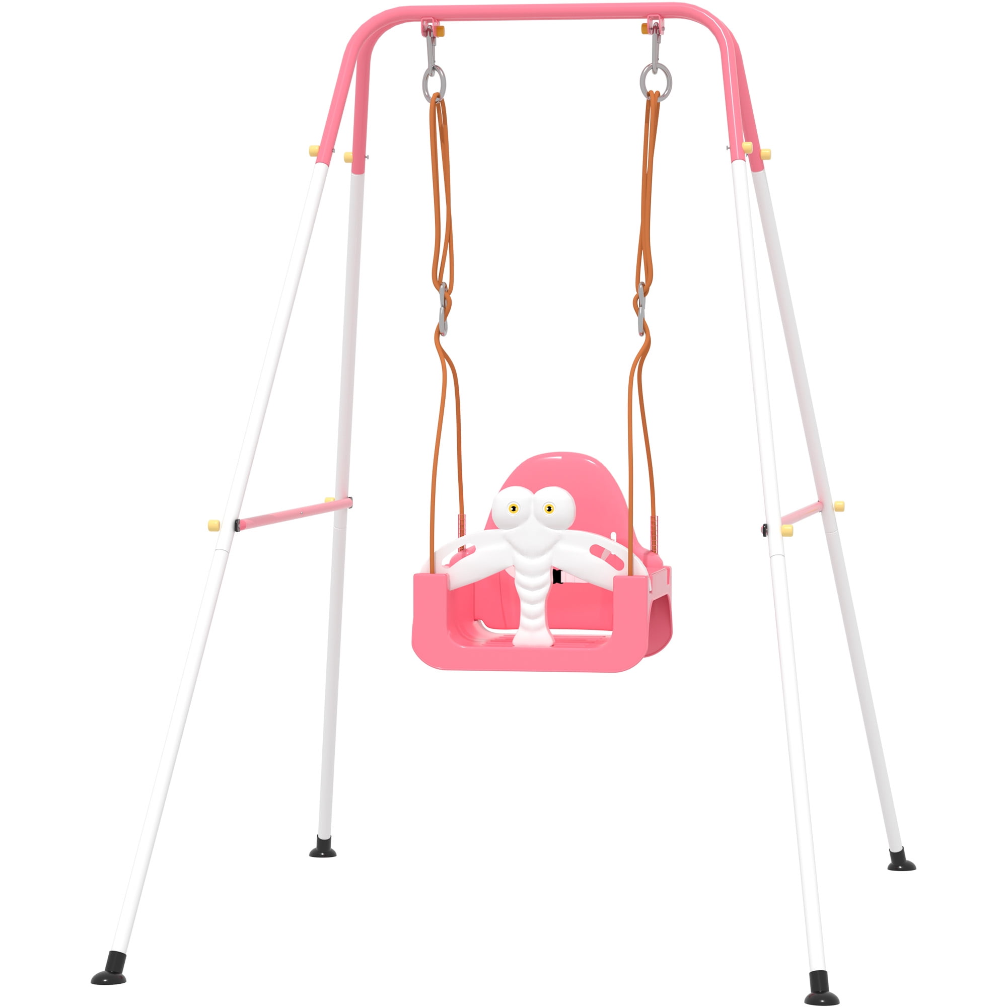 3-in-1 Swing Set,Safety Belt,Indoor/Outdoor,Easy Assembly,Sturdy Metal Stand for Playground/Backyard/Nursery,Pink