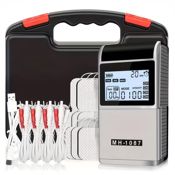 48 Modes Tens Units for Pain Management,40 Intensities Rechargeable EMS Muscle Stimulator Unit Massager with 8 TENS Electrode Pads, a Storage Box
