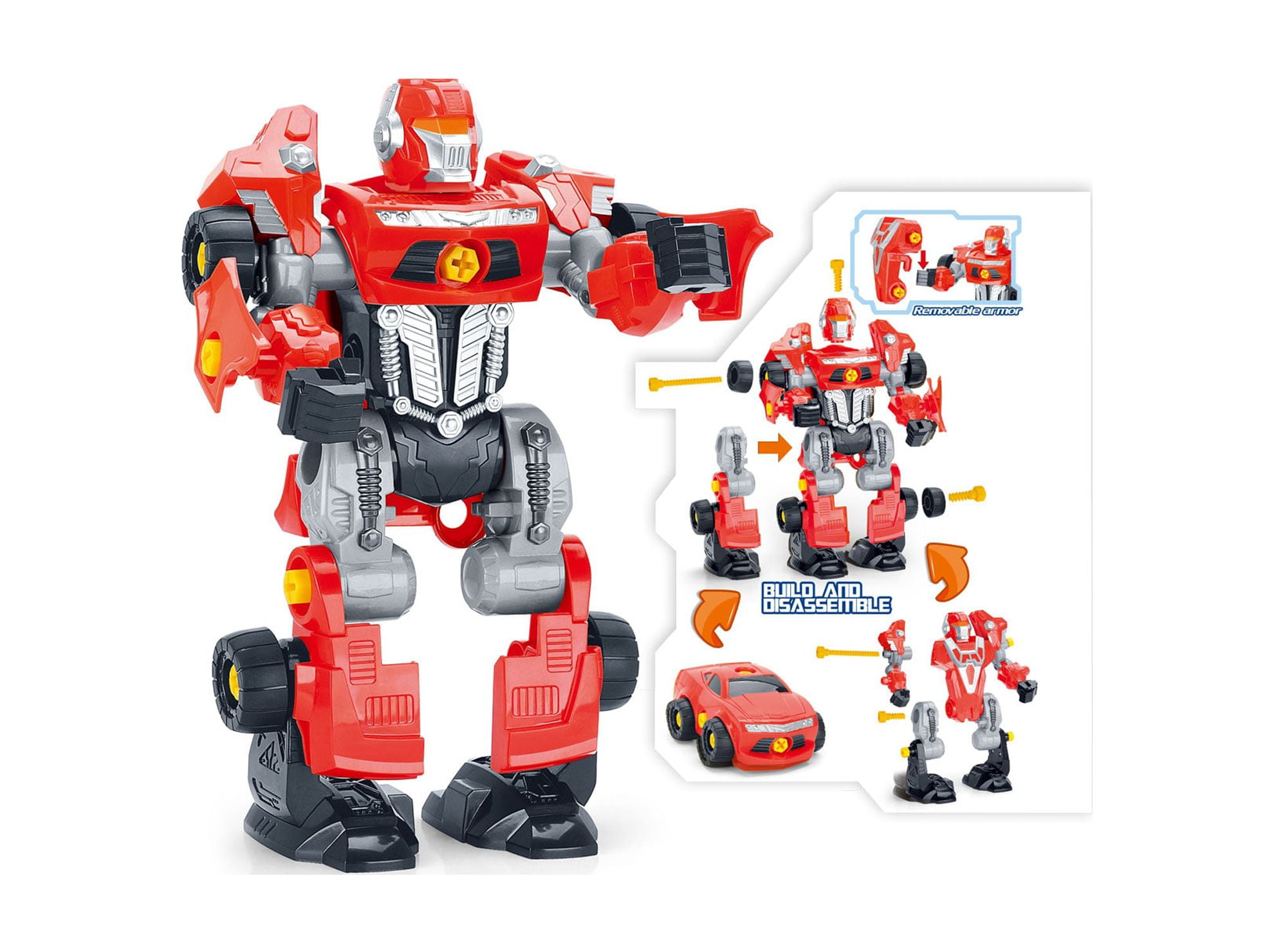 3-in-1 Take-A-Part Robot Toy Playset PS1506 Red Toy for Kid 2 to 4 Year