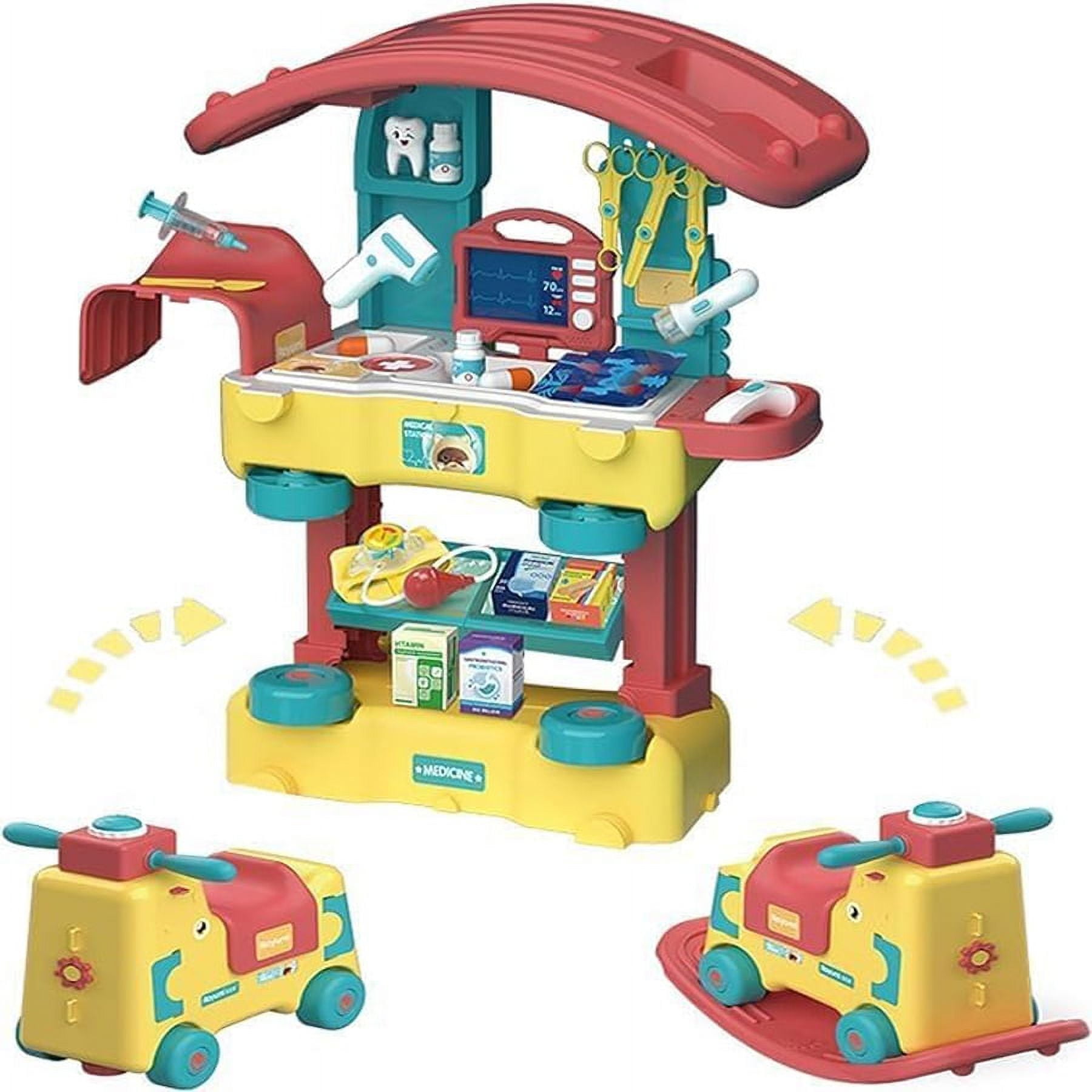 3 in 1 Toddler Kids Tool Bench SetRocking Toy, 254 Pcs Pretend Play