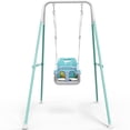 thumbnail image 1 of 3-in-1 Toddler Swing Outdoor Toys, Baby Swing for Outside, Kids Swing with Metal Frame, White & Blue, 1 of 7