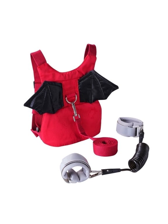3 in 1 Toddlers Leash + Anti Lost Wrist Link Child Kids Safety Harness Kids Walking Wristband Assistant for Girl Red Christmas (Red Devil)