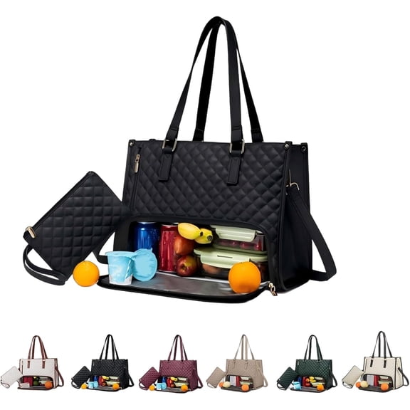 3-in-1 Tote Bag for Women with Removable Lunch Compartment & Laptop Sleeve – Insulated Work Purse for Office, Gym, Travel, and Shopping, Multiple Colors