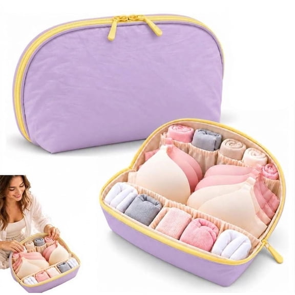 3-in-1 Travel Underwear Organizer Bag, Portable Lingerie Storage Pouch With Zipper, Waterproof Bra Panties Socks Organizer For Suitcase And Travel