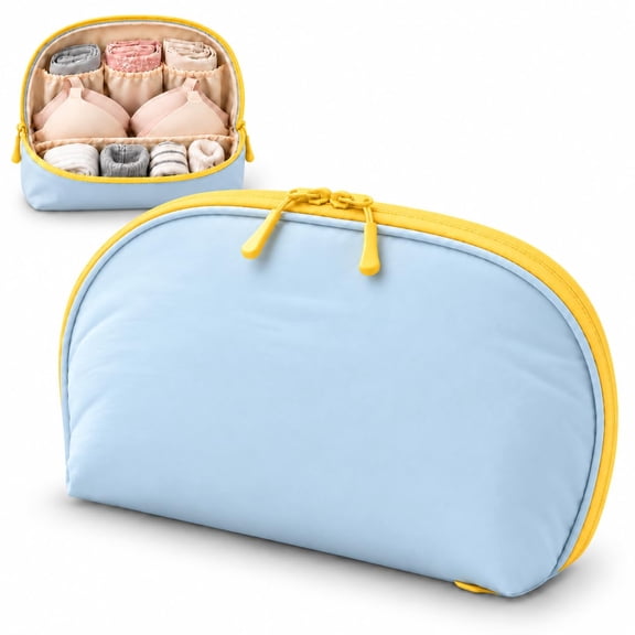 3 in 1 Travel Underwear Organizer, Portable Underwear Storage Bag with Compartments for Socks Panties Packing Trips