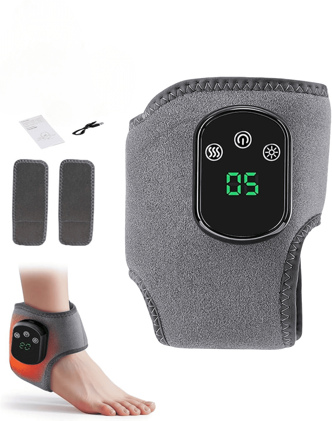 3 in 1 Triple Method Massager - Heat Therapy, Shiatsu Kneading, Air Compression, Massager for Foot massage, One-Click Operation Wireless Lengthened