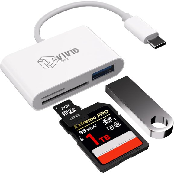 3-in-1 USB C Card Reader, High Speed USB 3.0 SD/TF/Micro SD Card Adapter with OTG, Memory Card Reader for iPhone 17/16/15 Pro Max, iPad, MacBook Pro/Air, GoPro, Dash Cam, Android & PC