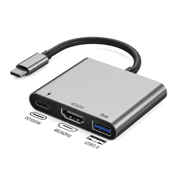 3-in-1 USB C Hub with 4K 60Hz HDMI , 100W PD Charging, USB 3.0 Port - Aluminum Docking Station for MacBook, Windows,iPad,Laptop.