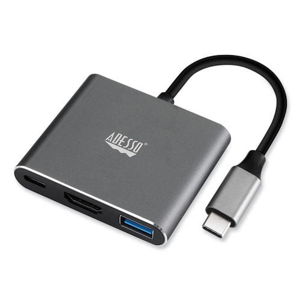 3-in-1 USB-C Multi-Port TAA Compliant Docking Station, HDMI, USB-C, USB 3 A+PD, Black/Gray | Bundle of 2 Each