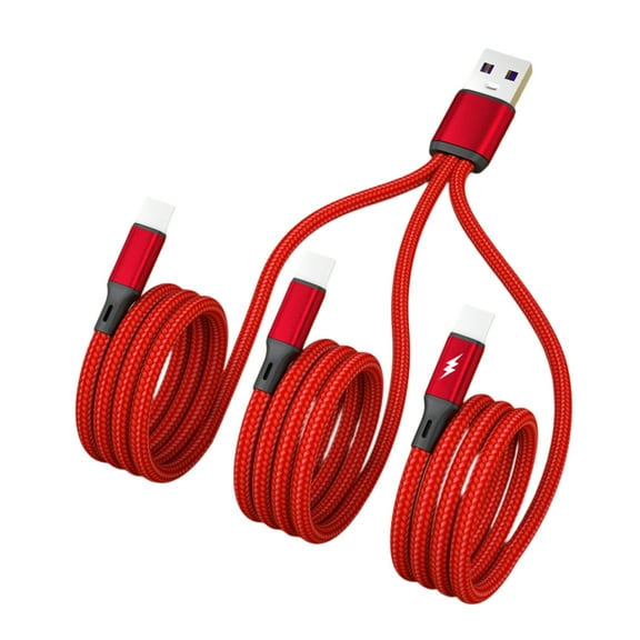 3 in 1 USB Cable, USB to 3x Type-C Connector Power Supply Cord Wire Quick Charging Line Extension Cord