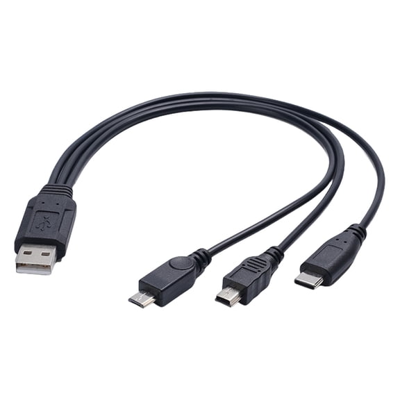 3 in 1 USB Charging Cable Type C Tiny USB Mini 5P Fast Charging Cord 30cm Length Charger for Smartphones & Tablets