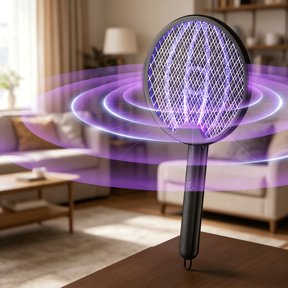 3‑in‑1 USB Rechargeable Electric Mosquito Swatter, UV Bug Attract Light & LED Flashlight, Foldable Stand, 3‑Layer Safe Mesh, Indoor Bedroom Outdoor Fly Zapper Pest Control