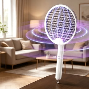 3‑in‑1 USB Rechargeable Electric Mosquito Swatter, UV Bug Attract Light & LED Flashlight, Foldable Stand, 3‑Layer Safe Mesh, Indoor Bedroom Outdoor Fly Zapper Pest Control