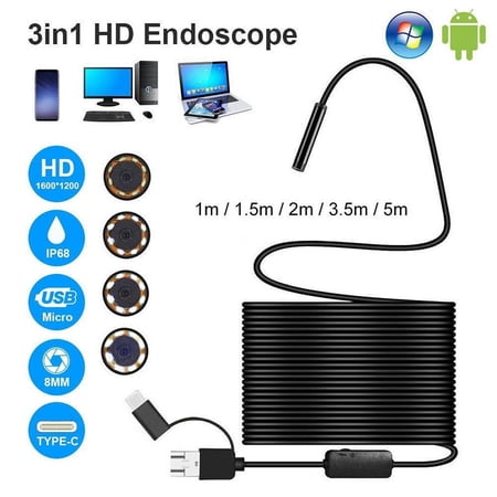 3 in 1 USB Type-C Endoscope Inspection Borescope 5.5/7/8mm Universal endoscope