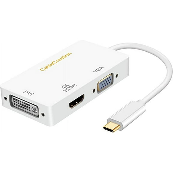 3 in 1 USB Type C Male to DVI + HDMI 4K + VGA Female Adapter