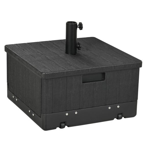 3-in-1 Umbrella Base, Outdoor Table & Planter, 175lbs Capacity, Patio Umbrella Stand with Wheels, Black