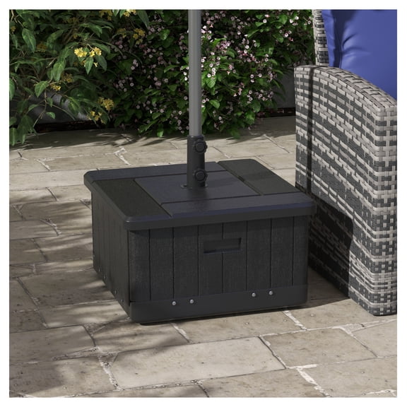 3-in-1 Umbrella Base with Wheels, Outdoor End Table & Planter, 175lbs Capacity