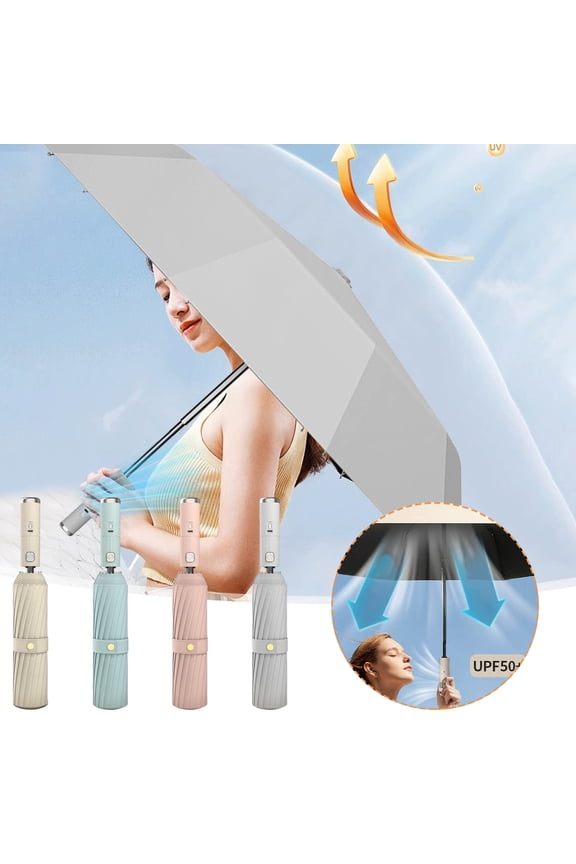 3-in-1 Umbrella with Built In Fan and Nebulizer Automatic Folding UV Protection Rechargeable Portable Sun Shade for Travel Fishing or Golf Rain and Sun Dual Use End-of-Season Clea-rance Discounts