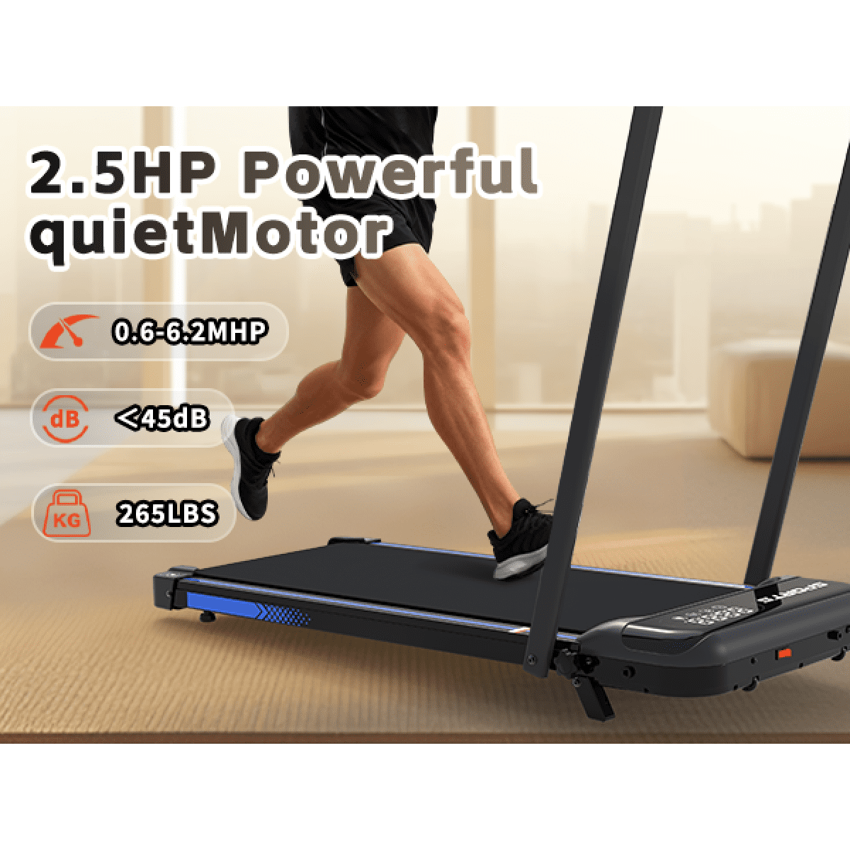 3-in-1 Under Desk Treadmill with 9% Adjustable Incline – Foldable Home Walking Pad with Handle Bar Remote Control & LED Display for Walking/Jogging