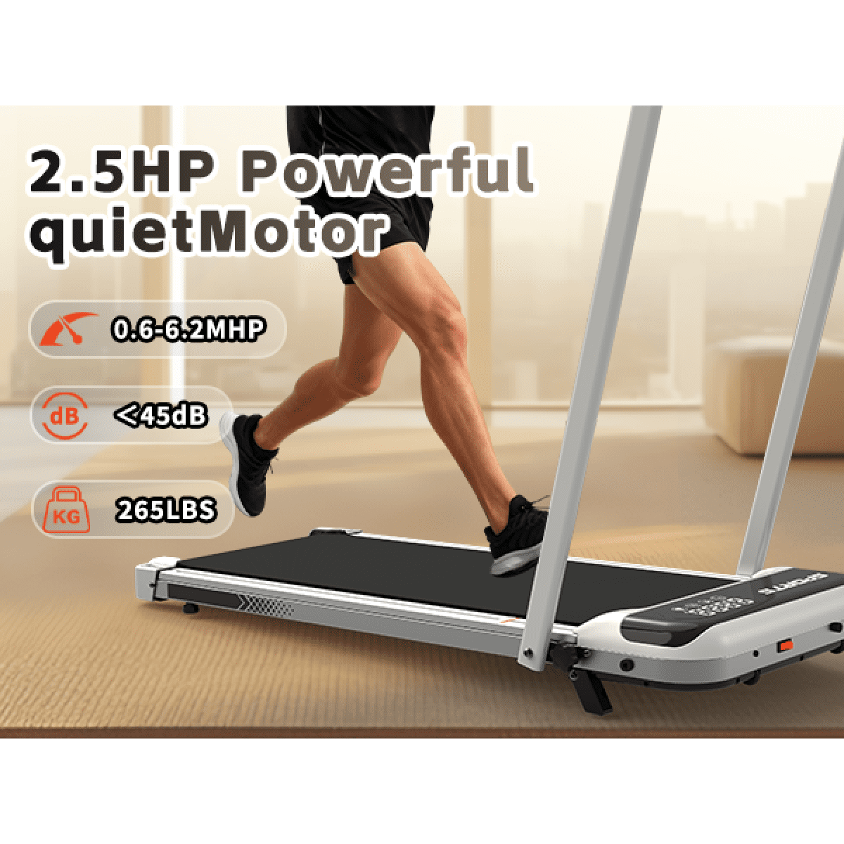 3-in-1 Under Desk Treadmill with Incline – Foldable Home Walking Pad with Handle Bar Remote Control & LED Display for Walking/Jogging