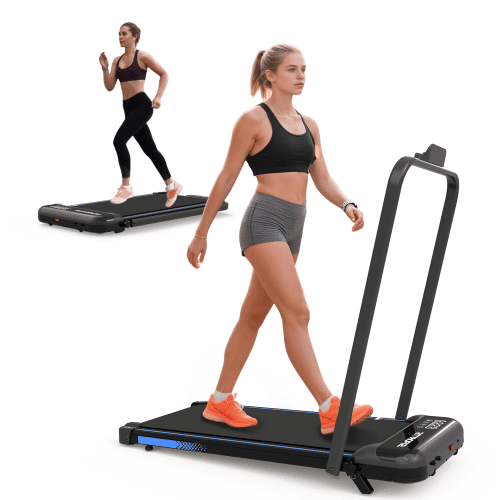 3-in-1 Under Desk Treadmill with Incline, Foldable Walking Pad with Handle Bar for Home, Walking & Jogging, Remote Control & LED Display, Black
