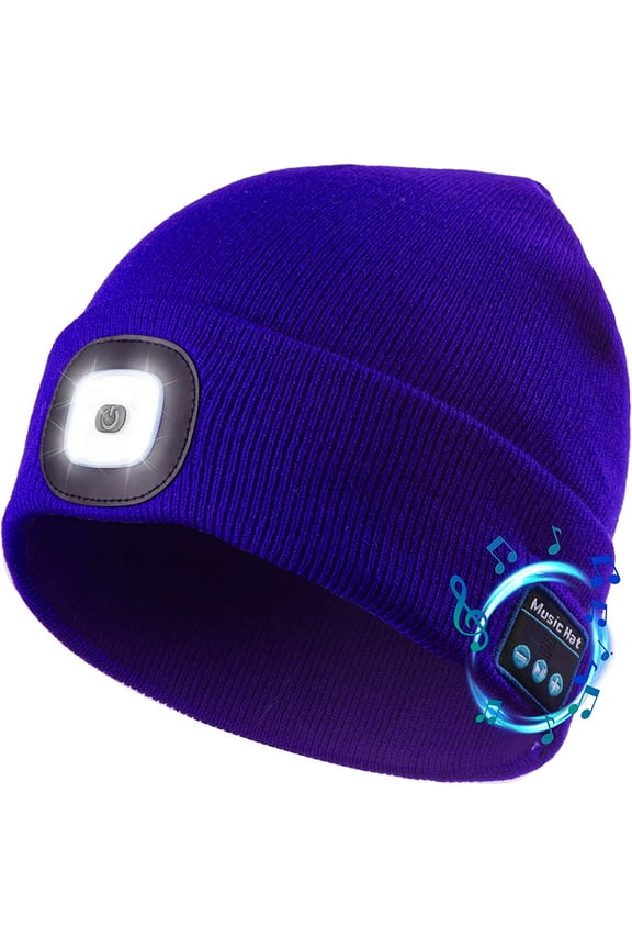 3 in 1 Unisex Bluetooth Beanie Hat LED Light Wireless Headphones Winter Music Beanie Cap Gifts for Men Dad Women