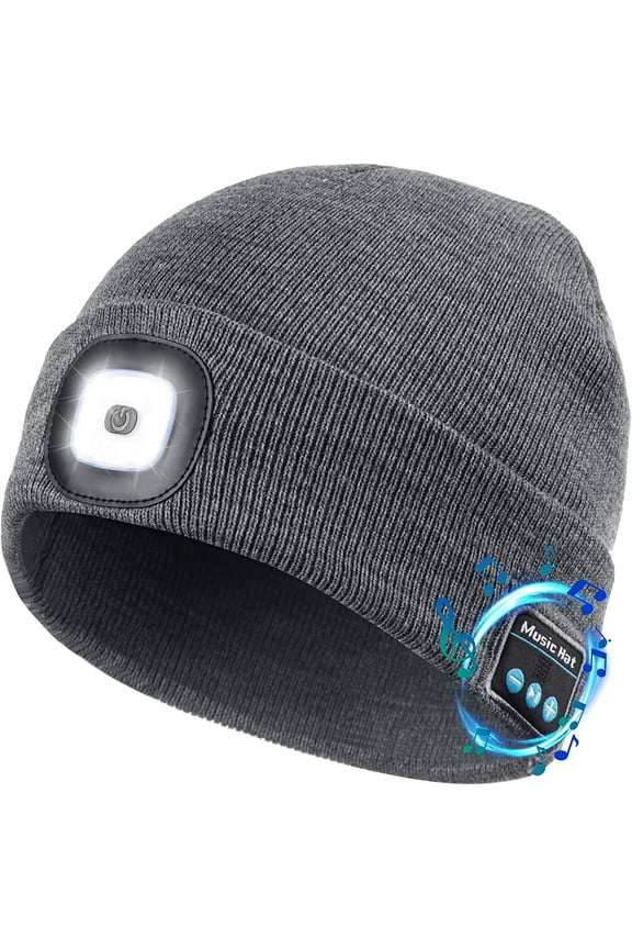 3 in 1 Unisex Bluetooth Beanie Hat LED Light Wireless Headphones Winter Music Beanie Cap Gifts for Men Dad Women