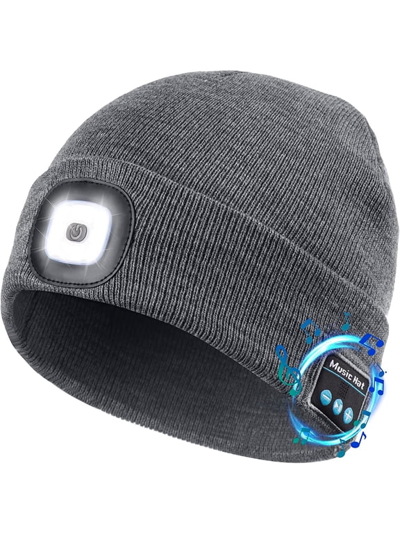 3 in 1 Unisex Bluetooth Beanie Hat LED Light Wireless Headphones Winter Music Beanie Cap Gifts for Men Dad Women