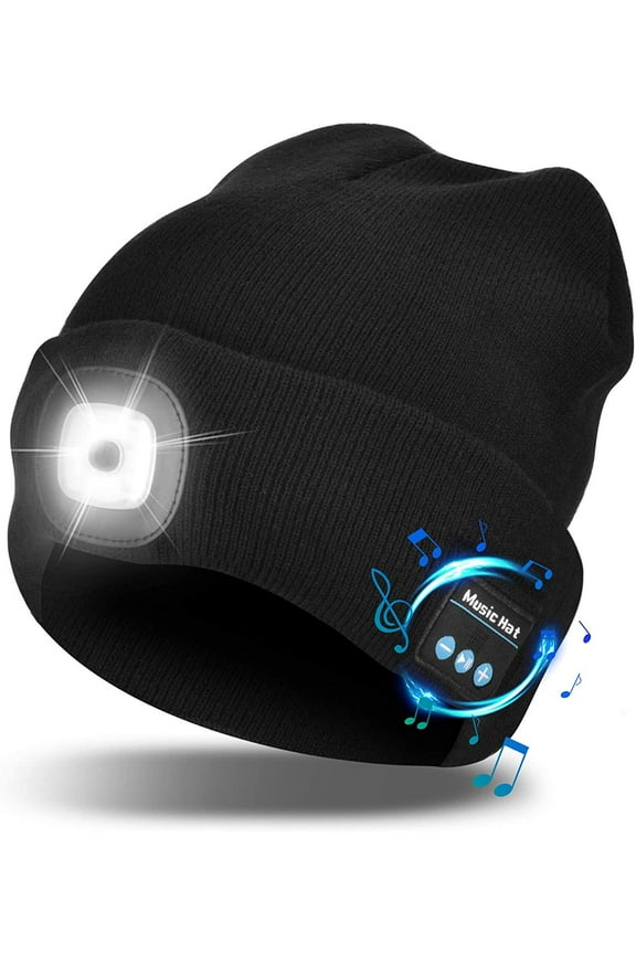 Bluetooth Beanie Hat with LED Light Wireless Headphones Music Beanie for Men Dad Women Gifts