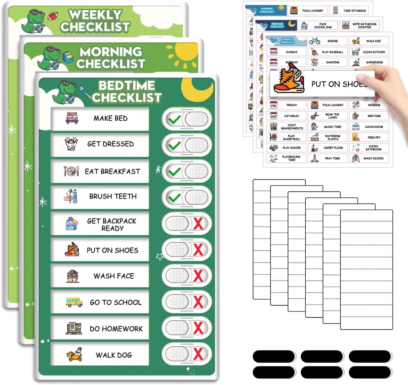 Morning Routine Slider 3 in 1 Upgraded Slider Bedtime/Morning/Weekly Routine Chart for Kids ...