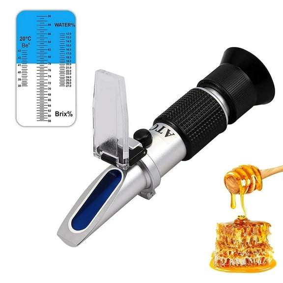 3-in-1 Uses,58-90% Brix Scale Range Honey Moisture Tester Honey Refractometer for Honey Moisture,Brix and Baume, with ATC ,Reliable & Consistent Readings
