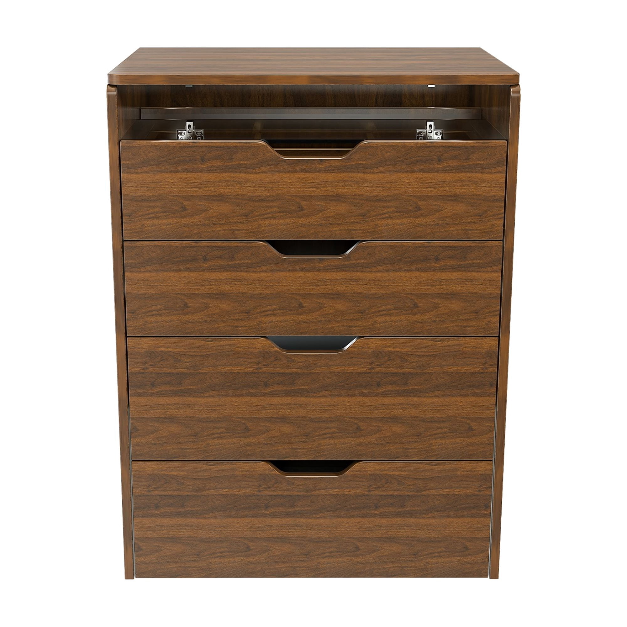 3-in-1 Vanity Desk with Lighted Mirror & Stool, Flip Top Makeup Dressing Table, Compact Storage for Bedroom, Bathroom, Dressing Room (23.62"L, Walnut)