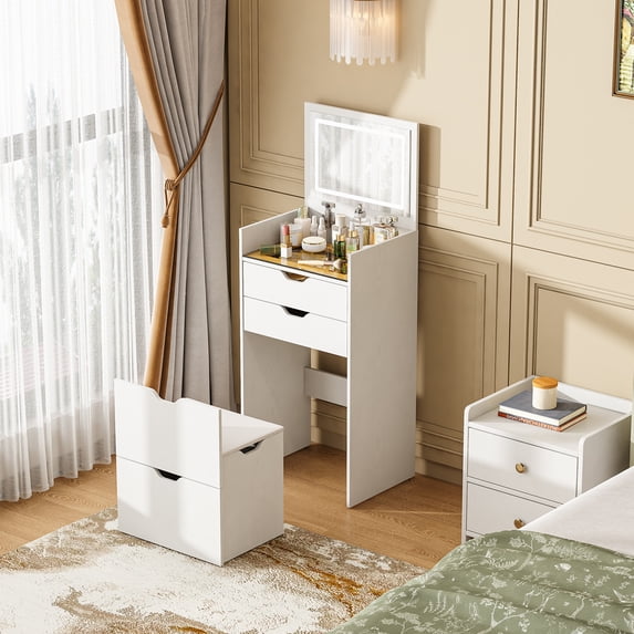 3-in-1 Vanity Desk with Lights & Flip Mirror