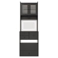 thumbnail image 1 of JustSmart 3-in-1 Vanity Desk with Sliding LED Mirror, Tall Makeup Dressing Table Set with 4 Drawers, Acrylic Doors, 2 AC Outlets & USB-C, Jewelry Box, Cushioned Chair, Black, 1 of 8
