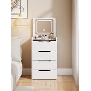 3 in 1 Vanity Desk for Small Spaces, Makeup Vanity Set with Mirror, 3 Drawers, Cushion, Dressing Table for Girl, Women, Princess