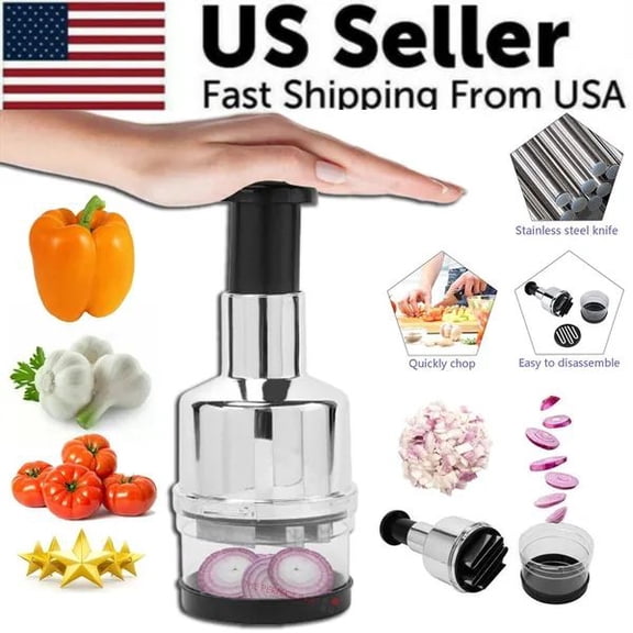 3-in-1 Vegetable Chopper & Dicer - Onion Garlic Slicer, Fruit Salad Maker with Peeler, Manual Food Processor for Fast & Easy Meal Prep