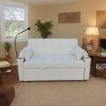 thumbnail image 1 of 3-in-1 Velvet Reclining Loveseat Sleeper – Convertible Futon with Storage Pockets & Pillows, 1 of 13