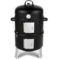 3in1 Vertical Charcoal Grill, Outdoor BBQ Charcoal Smoker with Built