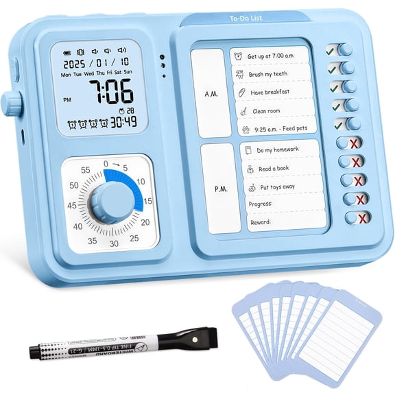 3-in-1 Visual Timer & Tool Blue For Kids Adults Chore Chart Daily Schedule Home School Classroom
