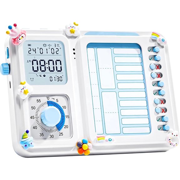 3-in-1 Visual Timer for Kids, ADHD Tool for Kids Adults, Task Timer with Visual Schedule, Chore Chart & Planning Board, Sky Blue