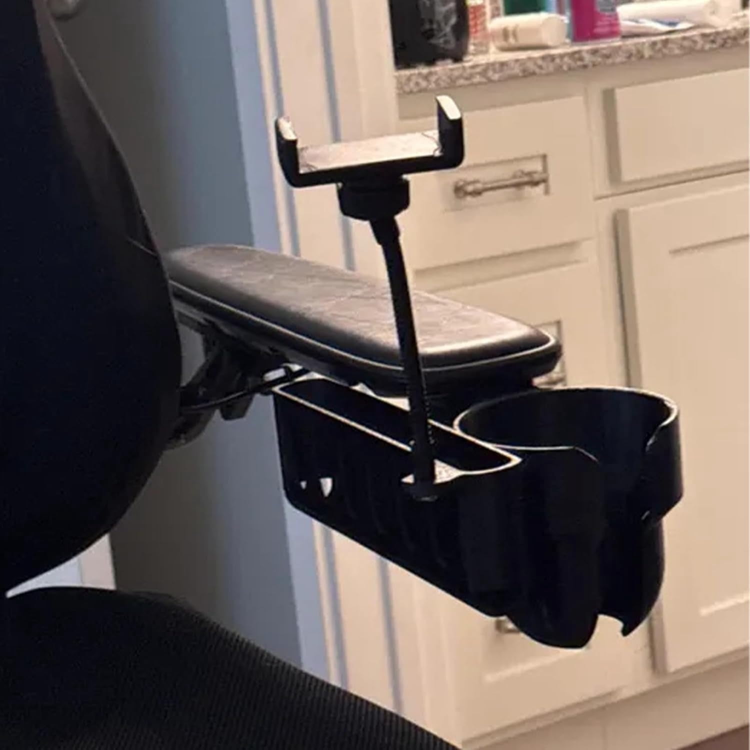 3-in-1 Walker Cup Holder with Phone Holder & Storage Basket for Permobil Power Wheelchairs – Compatible with M300, M3, M1, F3, F5, K300 PS Models