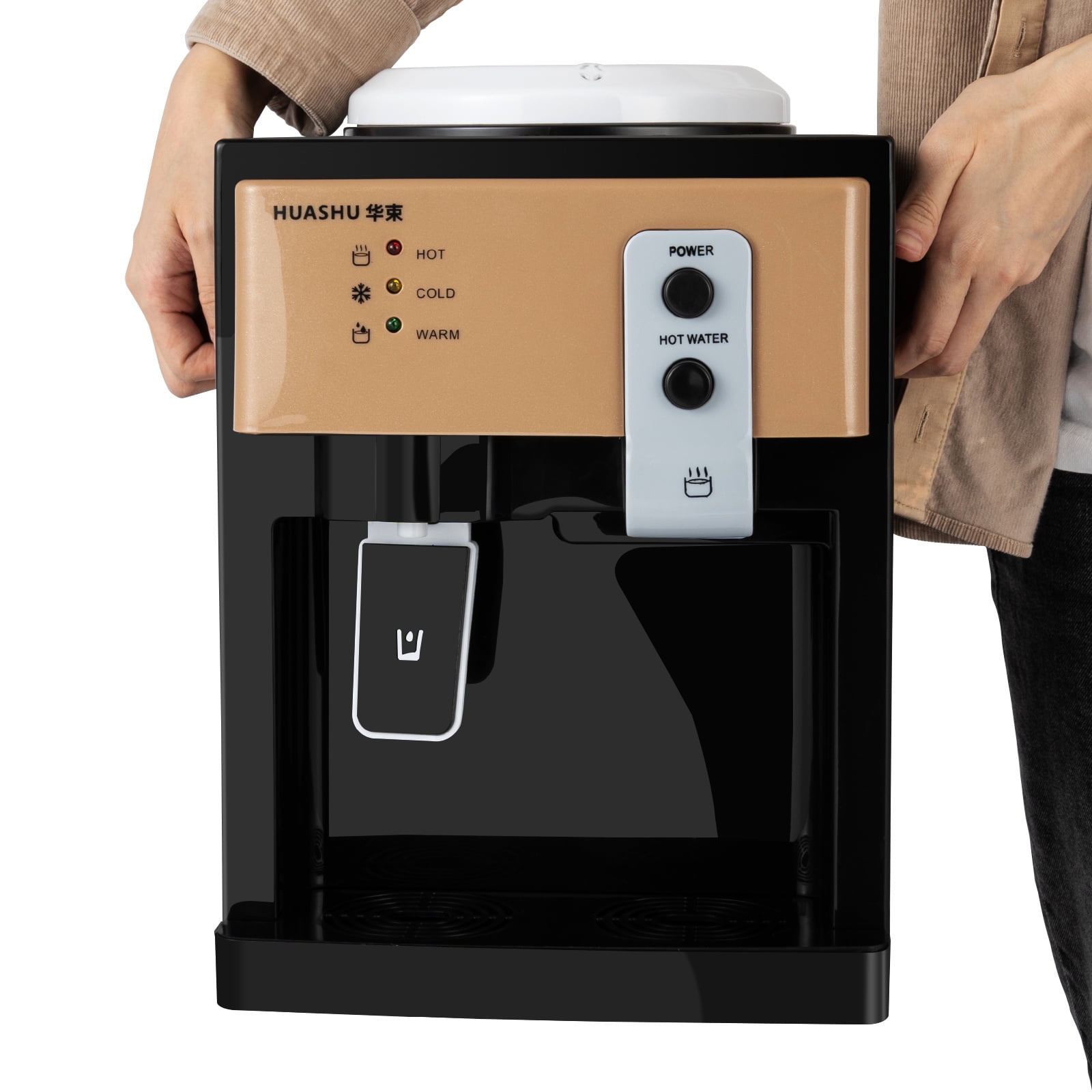 3-in-1 Water Cooler Dispenser for Hot, Cold, and Warm Water, 304 Stainless Steel Inner Tank, User-Friendly with Detachable Drip Tray and Barrel Seat, Efficient and Safe for Home