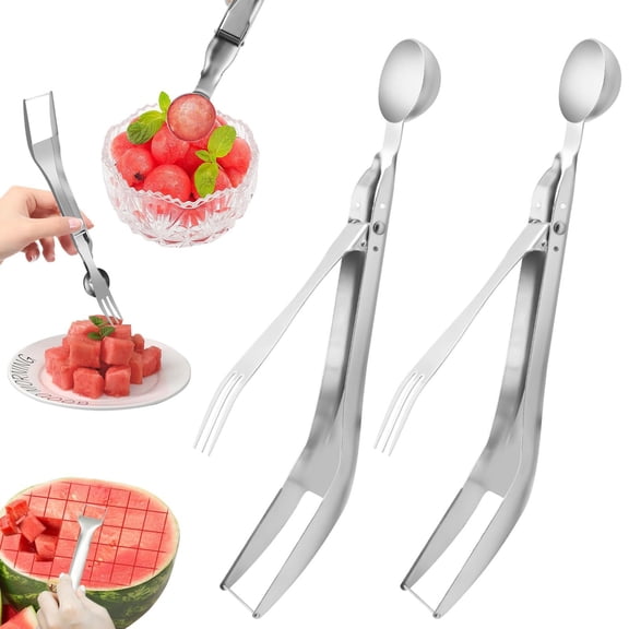3-in-1 Watermelon Cutter Slicer Tool,Stainless Steel Watermelon Cutter Watermelon Popsicle Cutter Mold Watermelon Fork Fruit Cutter Tool for Kitchen Utility Gadgets (B)