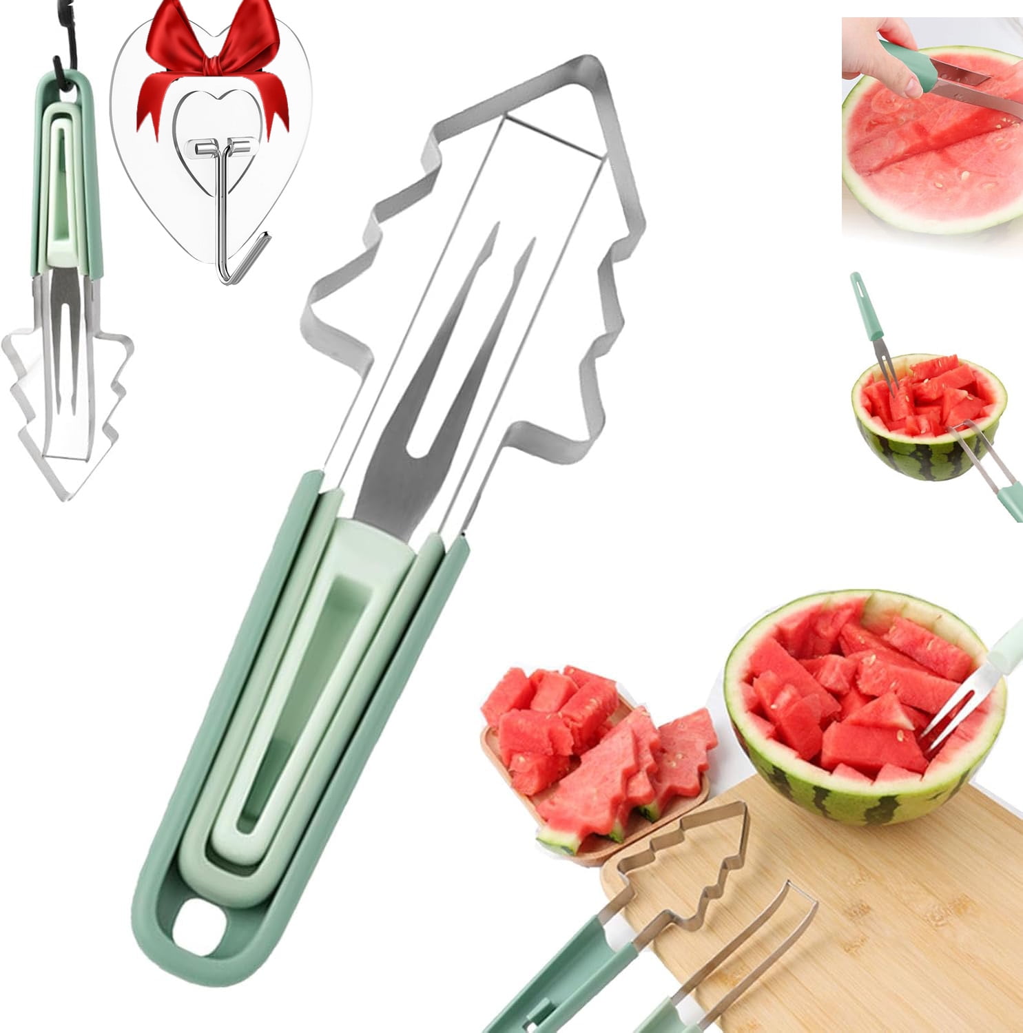 Fork Cutter 3-in-1 Watermelon Fork Slicer Cutter, 2025 New Stainless Steel Fruit ...