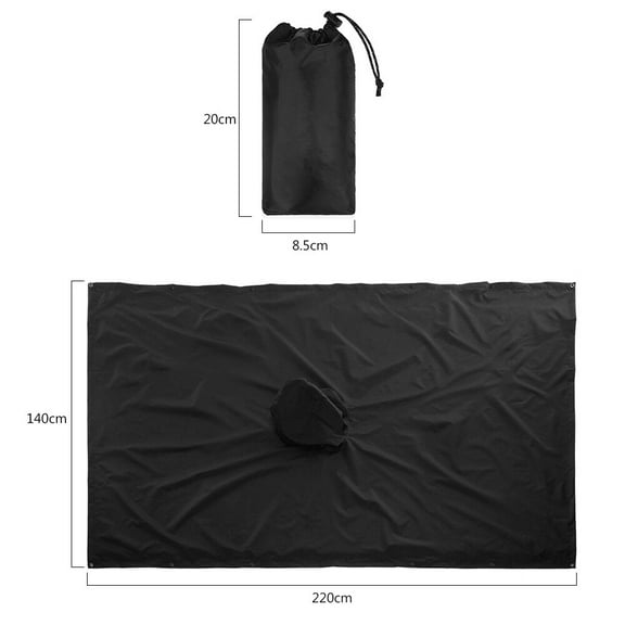 3-in-1 Waterproof Rain Poncho Lightweight Hooded Coat Picnic Mat Blanket Sun Shelter for Outdoor Camping Hiking Cycle Climbing